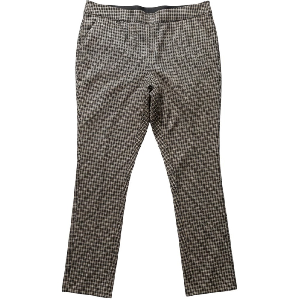 Lane Bryant Women 20 Plaid Pull On Tapered Leg Pants Black Tan Grid Office Wear